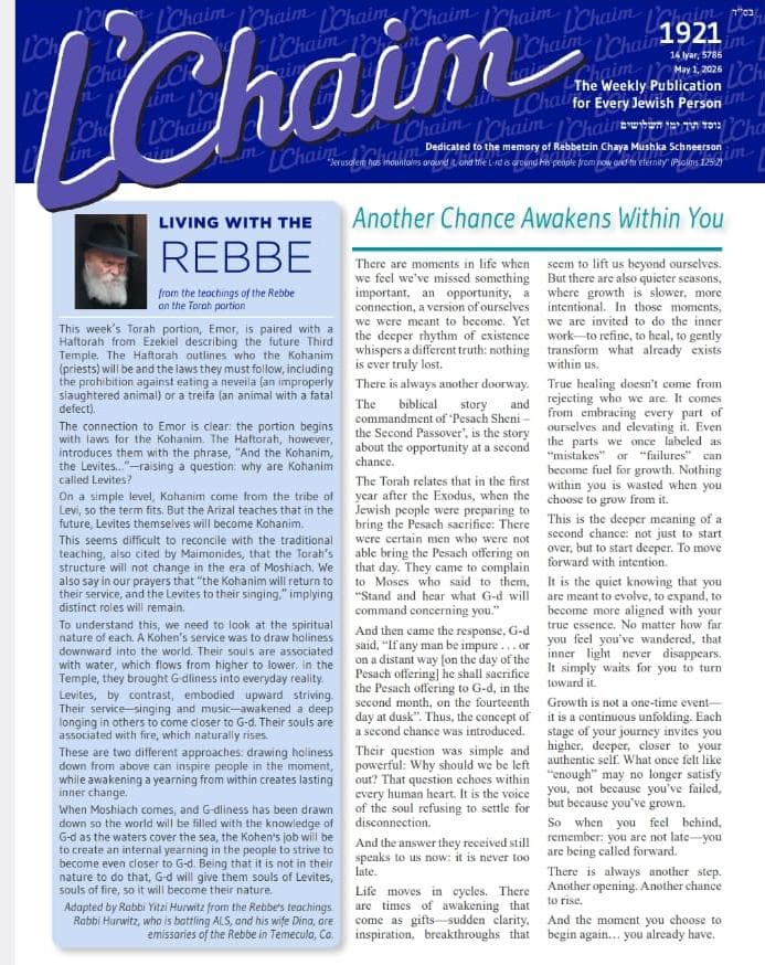 Weekly L'CHAIM Publication